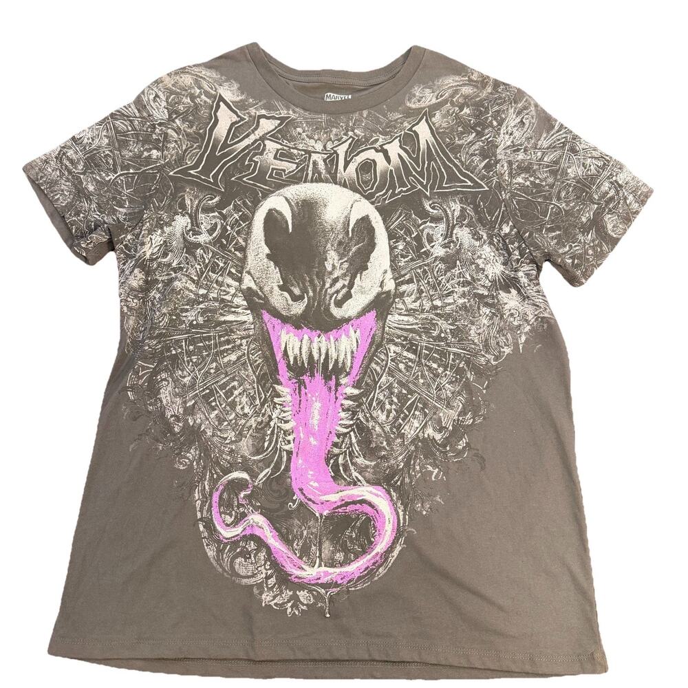 MARVEL VENOM Black & Gray T-shirt Sz Large
